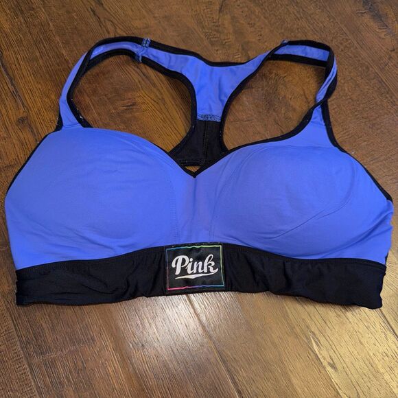 PINK Victoria's Secret Other - Victoria’s Secret PINK Racerback Sports Bra Large Blue Black 2016